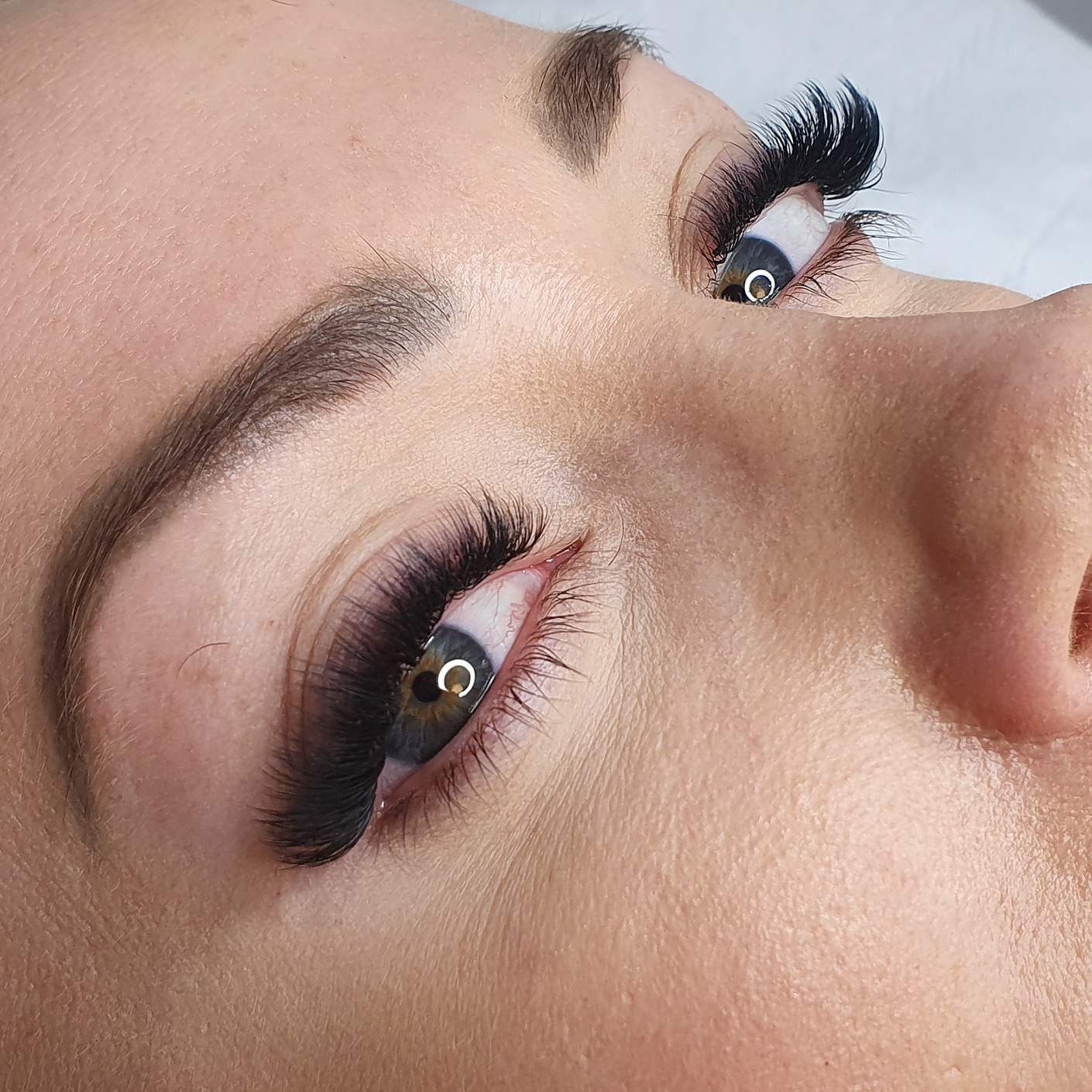 Close-up of eyelash extensions